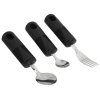 Parkinsons Utensils, Stainless Steel Rubber Handle Adaptive Utensils 3 Pieces Safe Durable For Parkinson